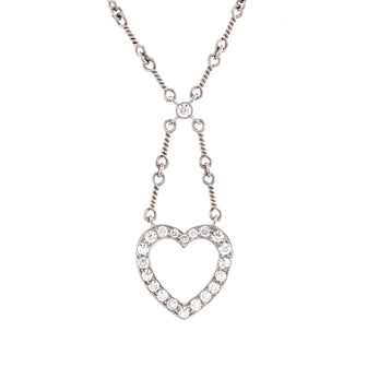 Tiffany & Co. Open Heart Pendant Necklace Platinum and Diamonds
