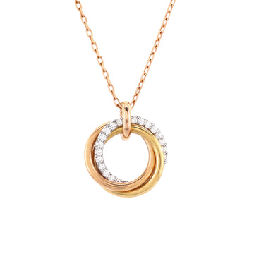 Cartier Trinity Pendant Necklace 18K Tricolor Gold with Pave Diamonds Medium