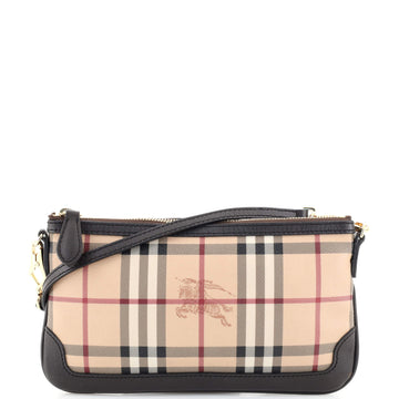 Burberry Peyton Crossbody Clutch Haymarket Coated Canvas Small