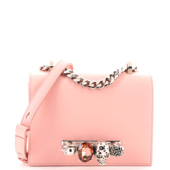Alexander McQueen Jewelled Flap Satchel Leather with Crystals and Faux Pearls Small
