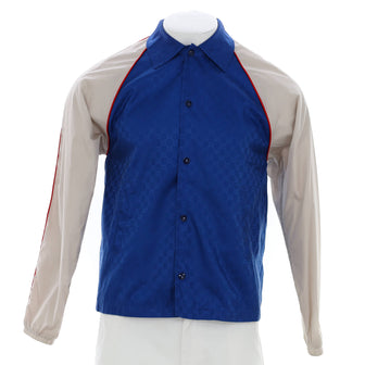 Gucci Men's Hooded Zip Windbreaker GG Jacquard Nylon