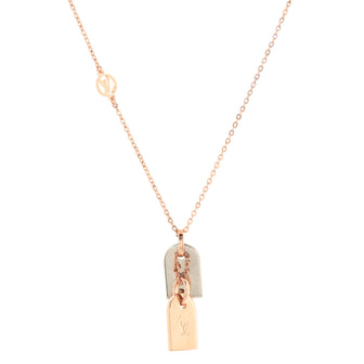 Louis Vuitton Nanogram Name Tag Pendant Necklace Metal
