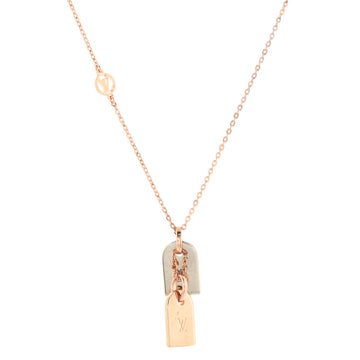 Louis Vuitton Nanogram Name Tag Pendant Necklace Metal