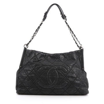 Chanel Sea Hit Shoulder Bag Quilted Iridescent Calfskin Medium Black