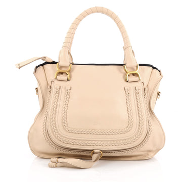 Chloe Marcie Satchel Leather Medium Neutral