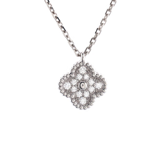 Van Cleef & Arpels Sweet Alhambra Pendant Necklace 18K White Gold with Diamonds