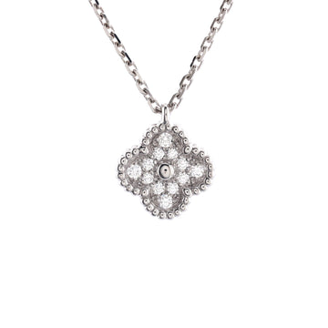 Van Cleef & Arpels Sweet Alhambra Pendant Necklace 18K White Gold with Diamonds