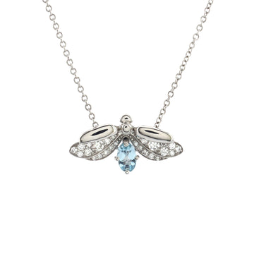 Tiffany & Co. Paper Flowers Firefly Pendant Necklace Platinum with Diamonds and Aquamarine Small