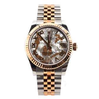 Rolex Oyster Perpetual Datejust Automatic Watch Stainless Steel and Rose Gold with Diamond VI Numeral and Mother of Pearl Goldust Dream Dial 31