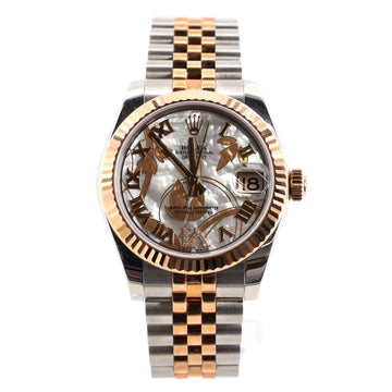 Rolex Oyster Perpetual Datejust Automatic Watch Stainless Steel and Rose Gold with Diamond VI Numeral and Mother of Pearl Goldust Dream Dial 31