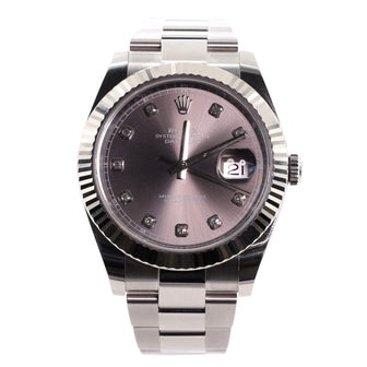 Rolex Oyster Perpetual Datejust Automatic Watch Stainless Steel and White Gold with Diamond Markers 41