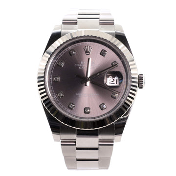 Rolex Oyster Perpetual Datejust Automatic Watch Stainless Steel and White Gold with Diamond Markers 41