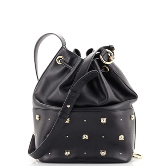 Salvatore Ferragamo City Bucket Bag Studded Leather Medium