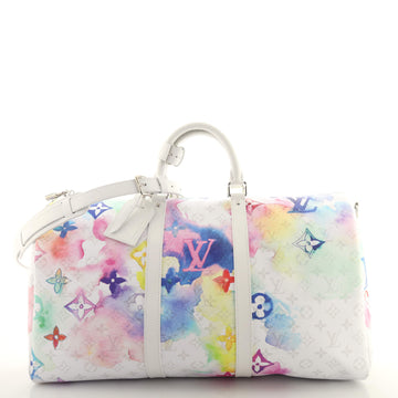 Louis Vuitton Keepall Bandouliere Bag Limited Edition Monogram Watercolor Canvas 50