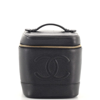 Chanel Vintage Timeless Cosmetic Case Caviar Tall