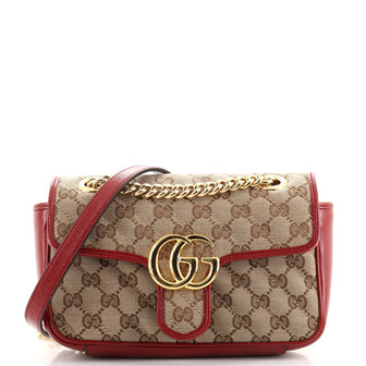 Gucci GG Marmont Flap Bag Diagonal Quilted GG Canvas Mini