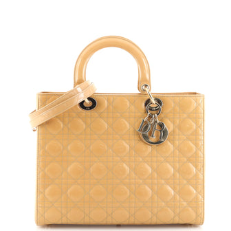 Christian Dior Lady Dior Bag Cannage Quilt Patent Large