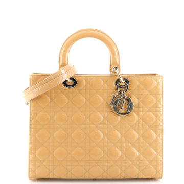 Christian Dior Lady Dior Bag Cannage Quilt Patent Large