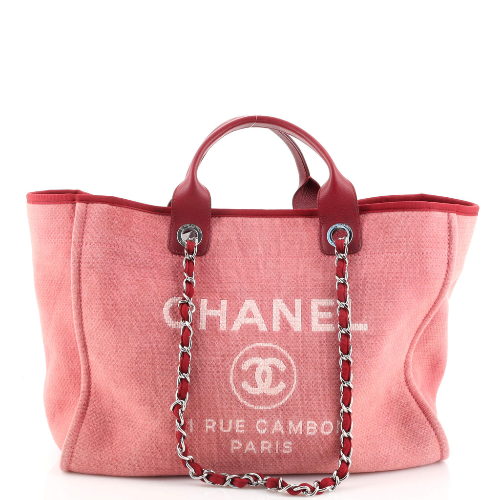 Chanel Deauville Tote Canvas Medium Pink 1855847