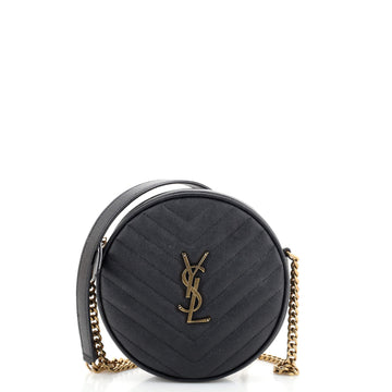 Saint Laurent Vinyle Round Camera Bag Matelasse Chevron Leather