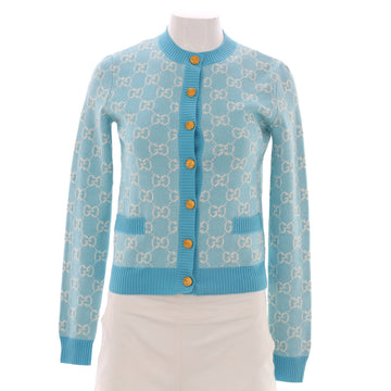 Gucci Women's Button Up Cardigan GG Wool and Cotton Blend
