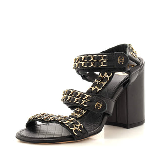 Chanel Women's Chain Heeled Sandals Leather