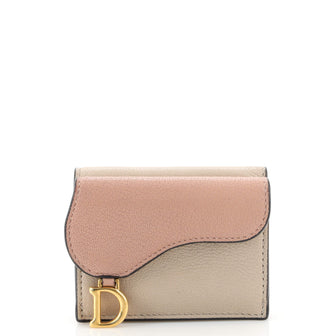 Christian Dior Saddle Flap Wallet Leather Mini