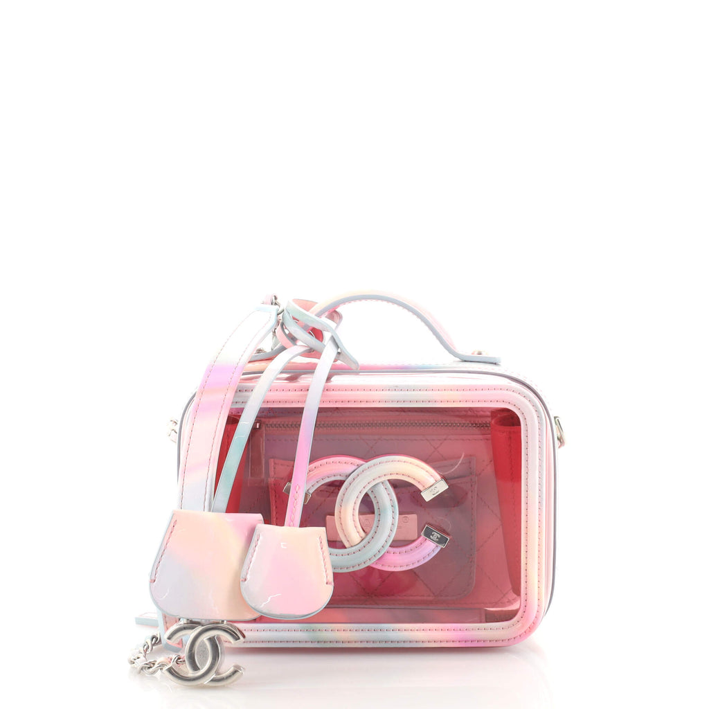 Pink Chanel Filigree Vanity Case PVC Small