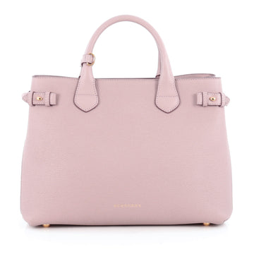 Burberry Banner Convertible Tote Leather and House Check Canvas Medium Pink