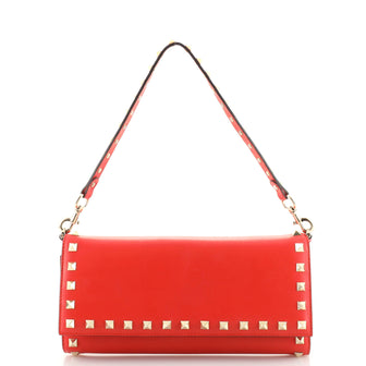 Valentino Garavani Rockstud Trifold Travel Strap Wallet Leather