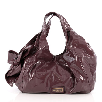 Valentino Nuage Bow Hobo Patent Large Purple