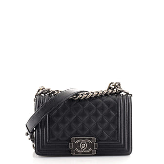 Chanel Boy Flap Bag Quilted Caviar Small