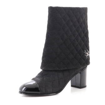 Chanel Women's Clover CC Foldover Short Boots Quilted Leather