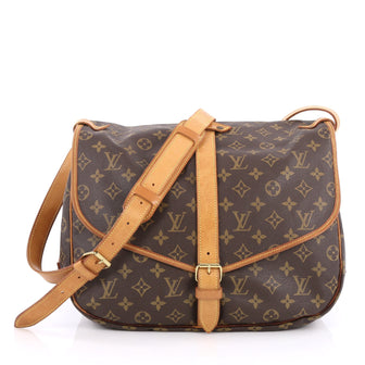 Louis Vuitton Saumur Handbag Monogram Canvas GM Brown 1857609