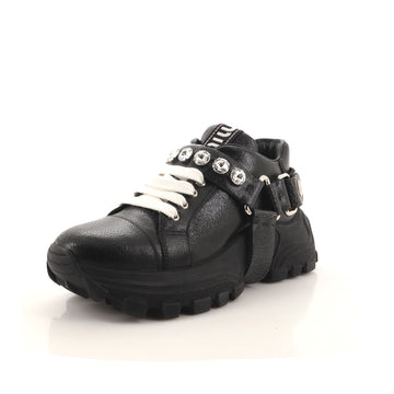 Miu Miu Women's Buckle Sneakers Leather with Crystals