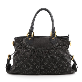 Louis Vuitton Neo Cabby Handbag Denim MM Black 1857802