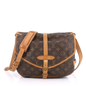 Louis Vuitton Saumur Handbag Monogram Canvas MM Brown 1857805