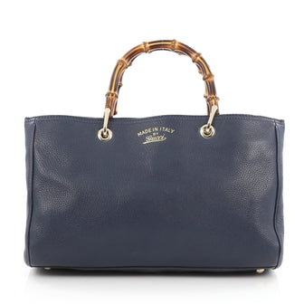Gucci Bamboo Shopper Tote Leather Medium Blue 1857815