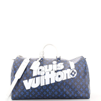 Louis Vuitton Blue Vintage Monogram Canvas Everyday LV Keepall Bandouliere  55 Bag Louis Vuitton
