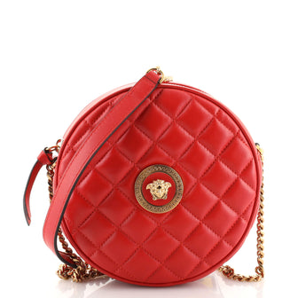 Versace La Medusa Round Camera Bag Quilted Leather Small