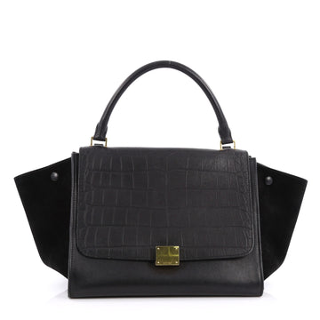 Celine Trapeze Handbag Crocodile Embossed Leather Medium 1859304