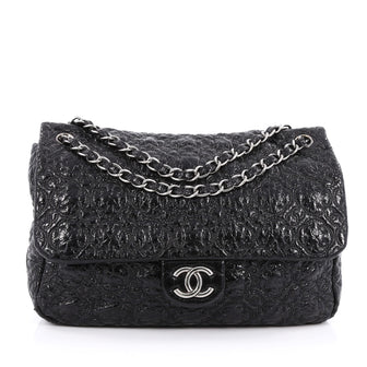 Chanel Rock In Moscow Flap Bag Patent Vinyl Jumbo Black 1859306