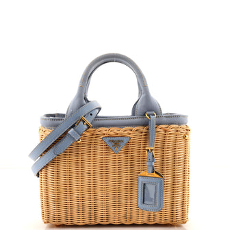 Prada Basket Bag Wicker with Canapa Small