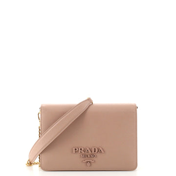 Prada Monochrome Chain Flap Bag Saffiano Leather Small