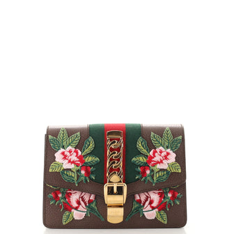 Gucci Sylvie Belt Bag Embroidered Leather