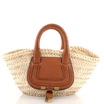 Chloe Marcie Basket Bag Raffia and Leather Mini