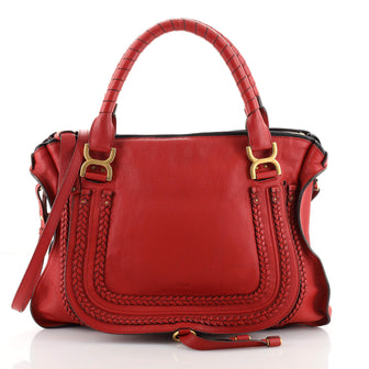 Chloe Marcie Braided Satchel Leather Large