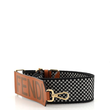 Fendi Logo Strap You Shoulder Strap Check Canvas and Leather