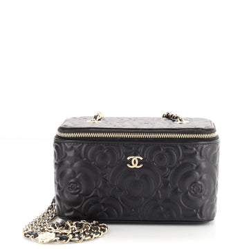 Chanel Classic Vanity Case with Chain Camellia Lambskin Small