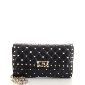 Valentino Garavani Rockstud Spike Wallet on Chain Quilted Leather Small